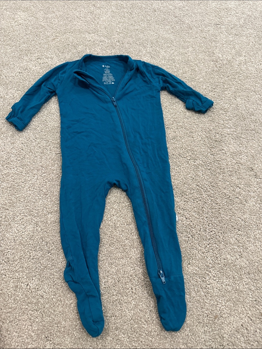 Kyte BABY Teal Footed Zippered One-Piece Pajamas